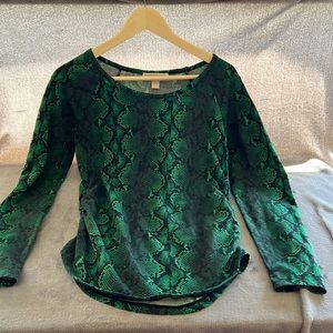Michael KORS Green snake skin long sleeve shirt size M